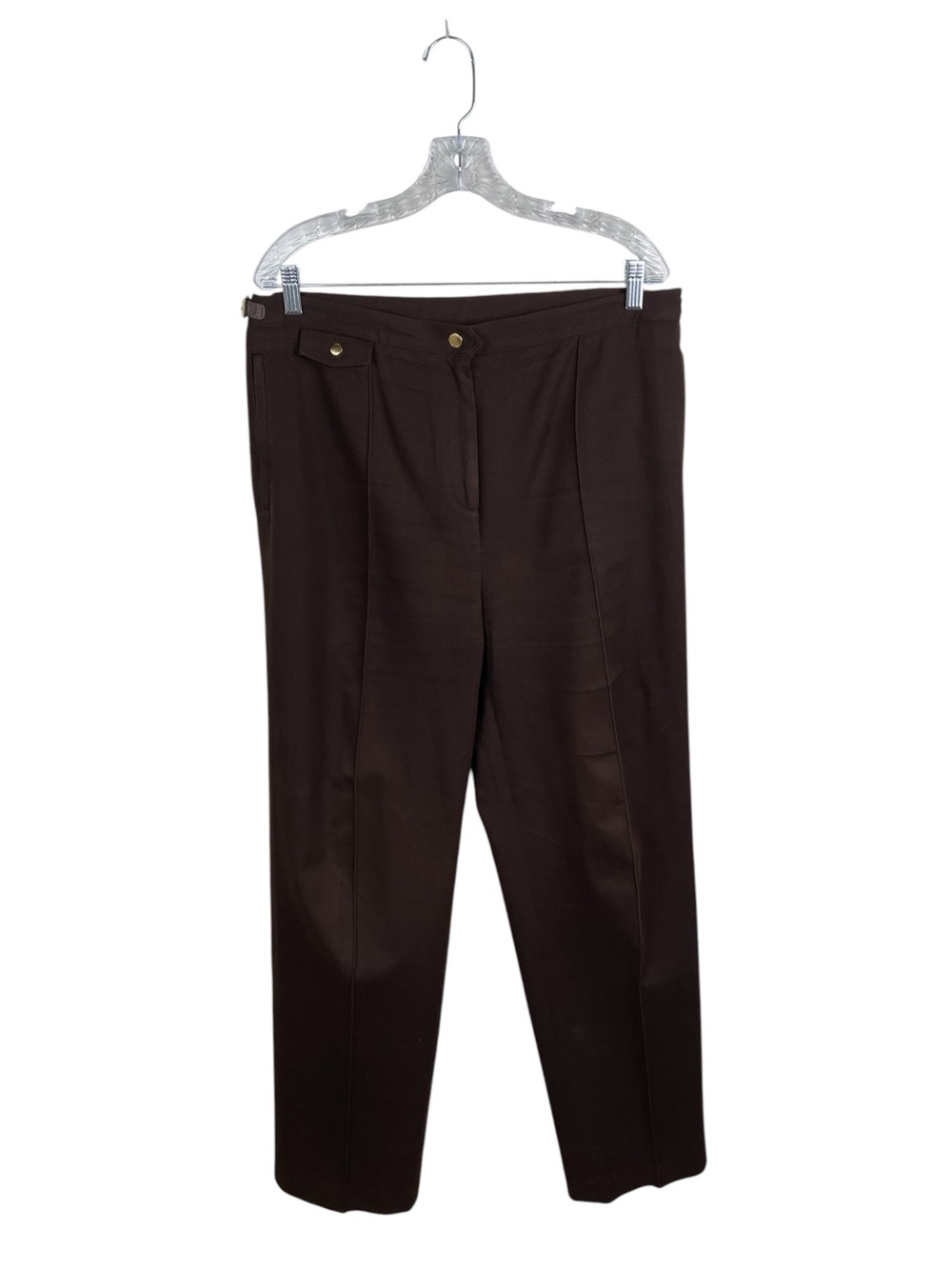Vintage Lauren Ralph Lauren Brown Pleated Trousers Size 16 Buckle Equestrian